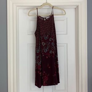 patterned burgundy dress